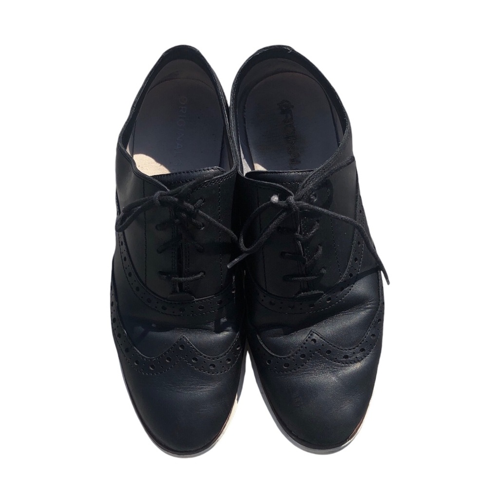 Cole Haan Women’s OriginalGrand Black Leather Lace Up Wingtip Oxfords